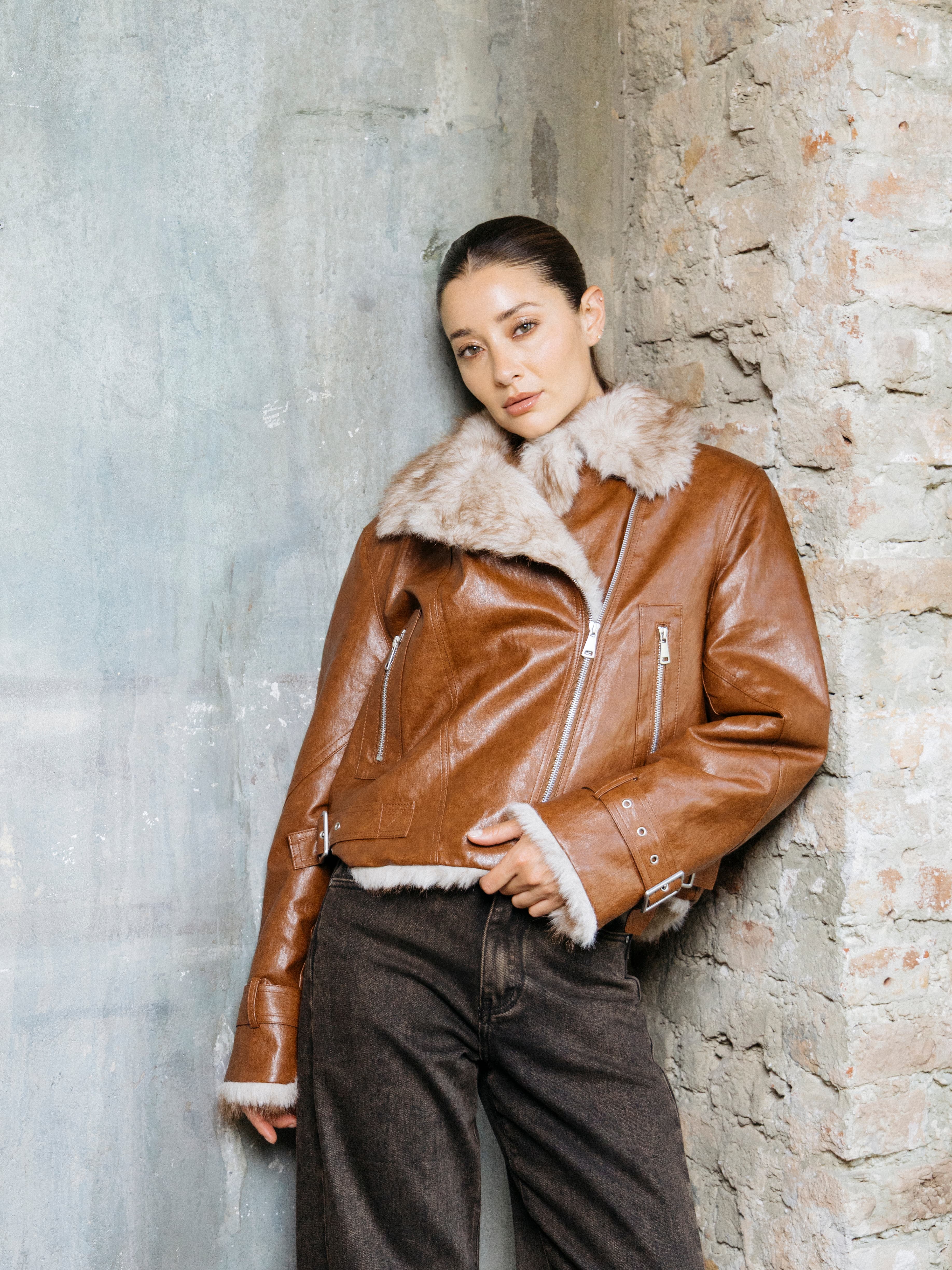 GIACCA AVIATOR IN PELLE CON INTERNO INTERAMENTE IN PELLICCIA