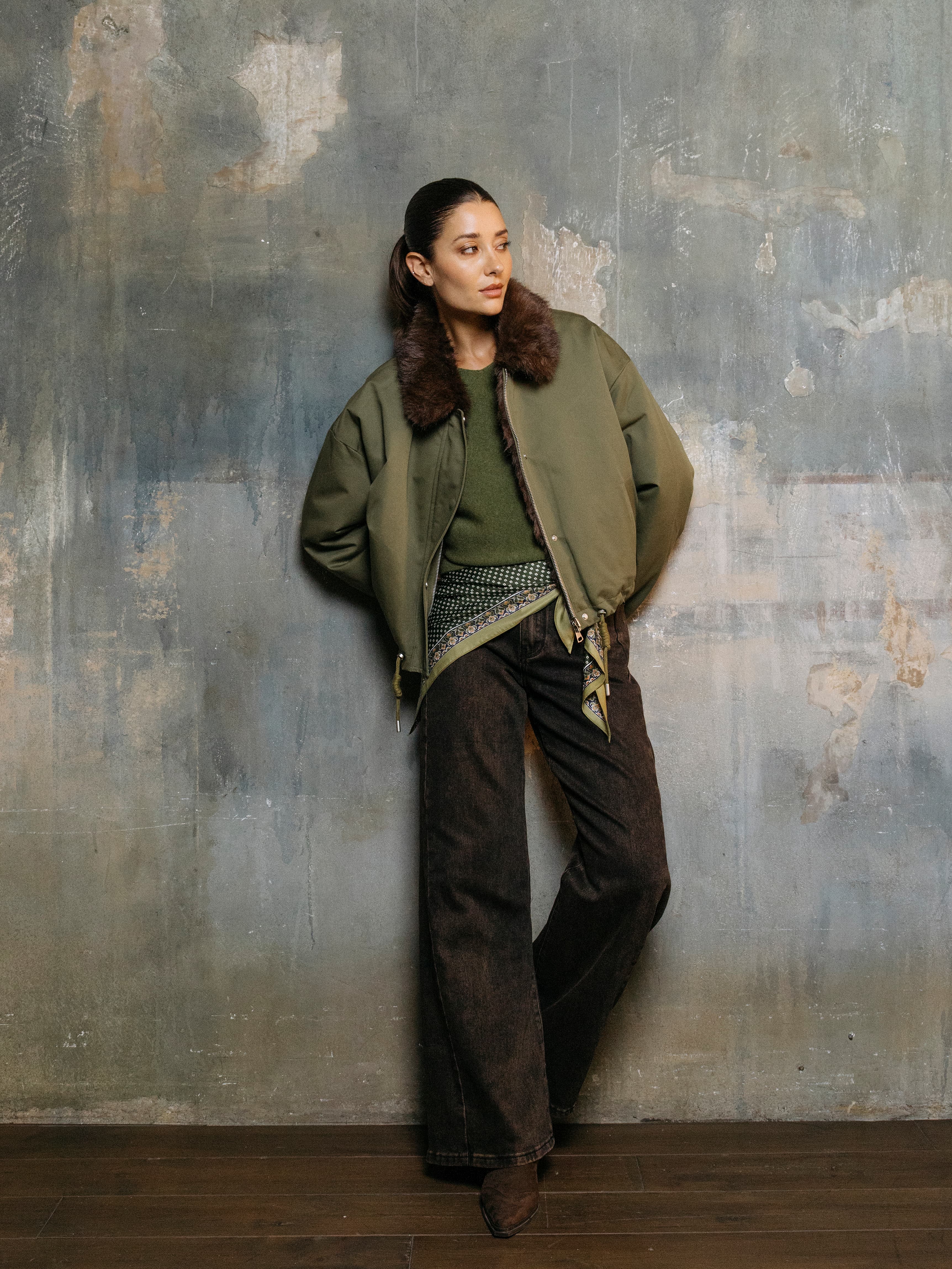 BLOUSON REVERSIBILE 2 IN 1 IN COTONE E PELLICCIA