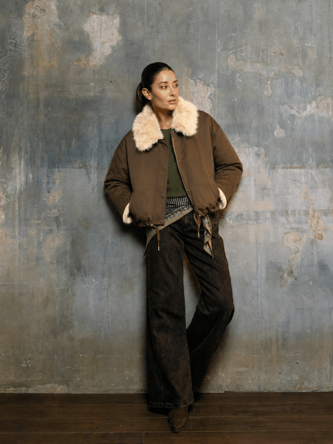 BLOUSON REVERSIBILE 2 IN 1 IN COTONE E PELLICCIA