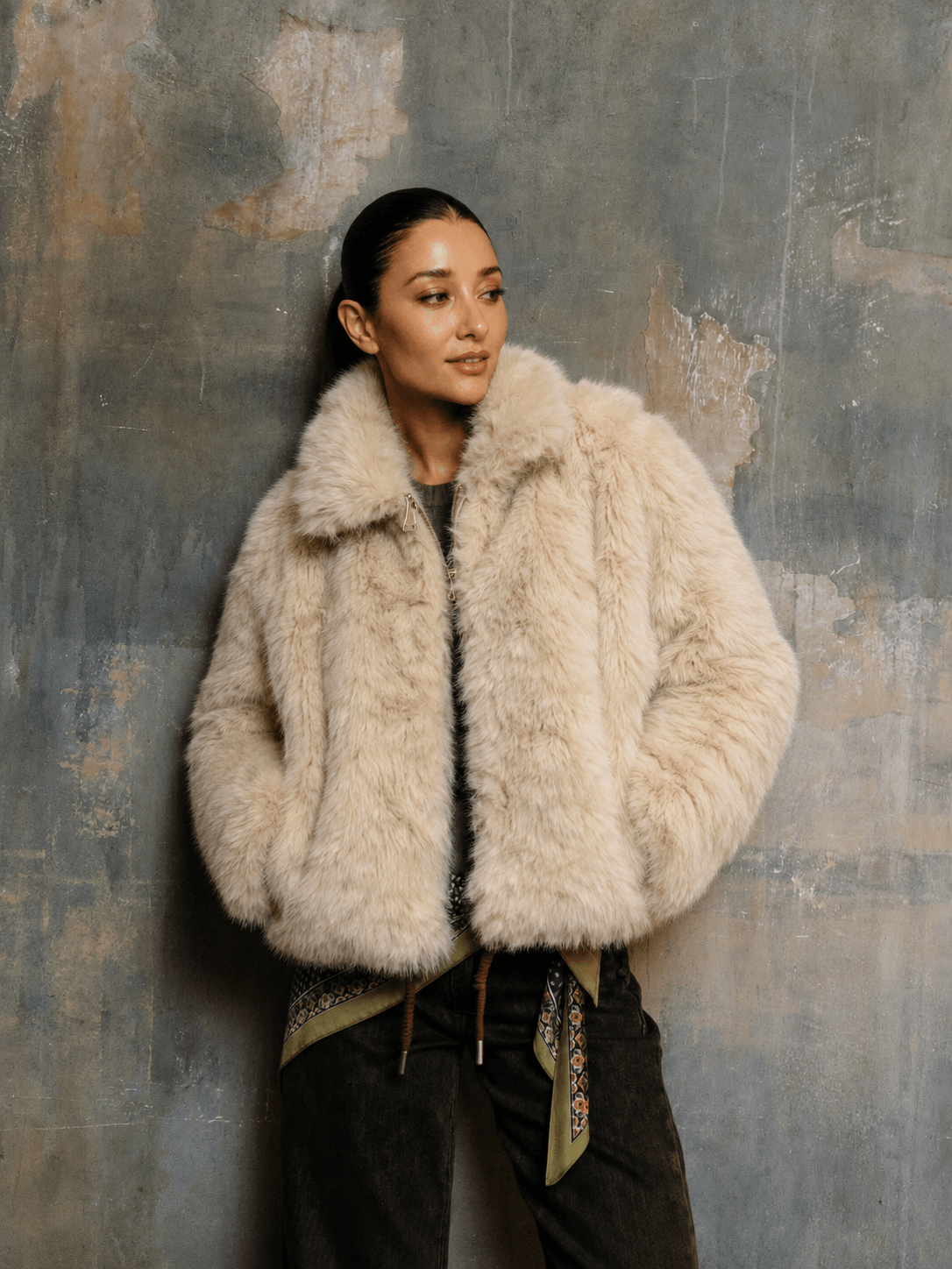 BLOUSON REVERSIBILE 2 IN 1 IN COTONE E PELLICCIA